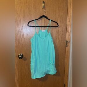 Pink Lily Mint Green V-Neck Spaghetti Strap Pocket Romper
